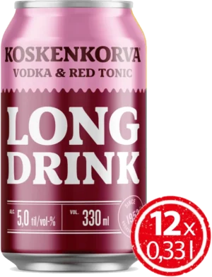 Koskenkorva Long Drink Vodka & Red Tonic 5% vol 33cl x 12