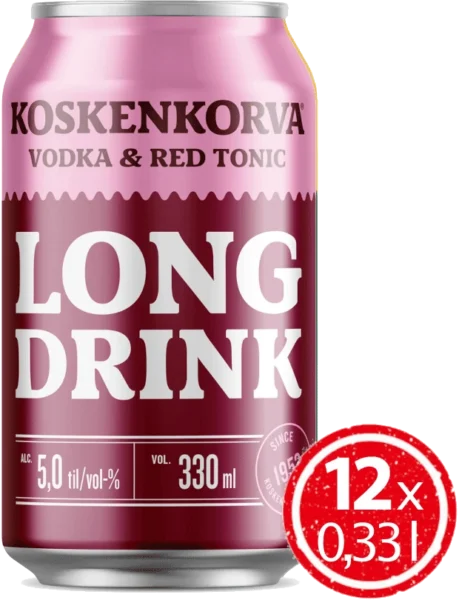 Koskenkorva Long Drink Vodka & Red Tonic 5% vol 33cl x 12